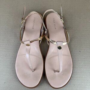 Cole Haan Women’s Thong Sandals Blush Pink & Gold Leather – Size 8B – Pre-Owned